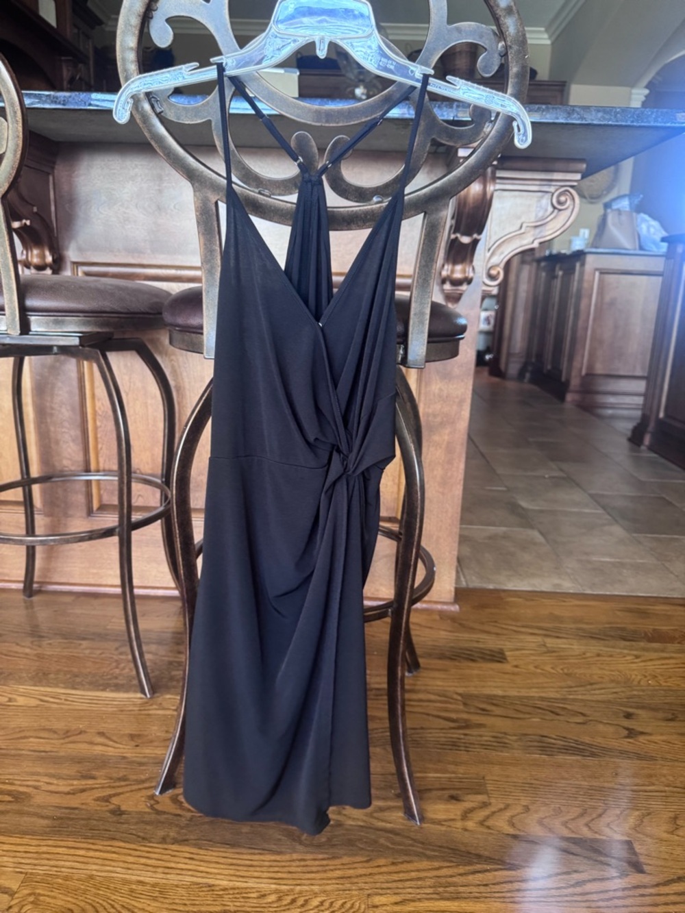 BCBGeneration Black Twist-Detail Midi Dress